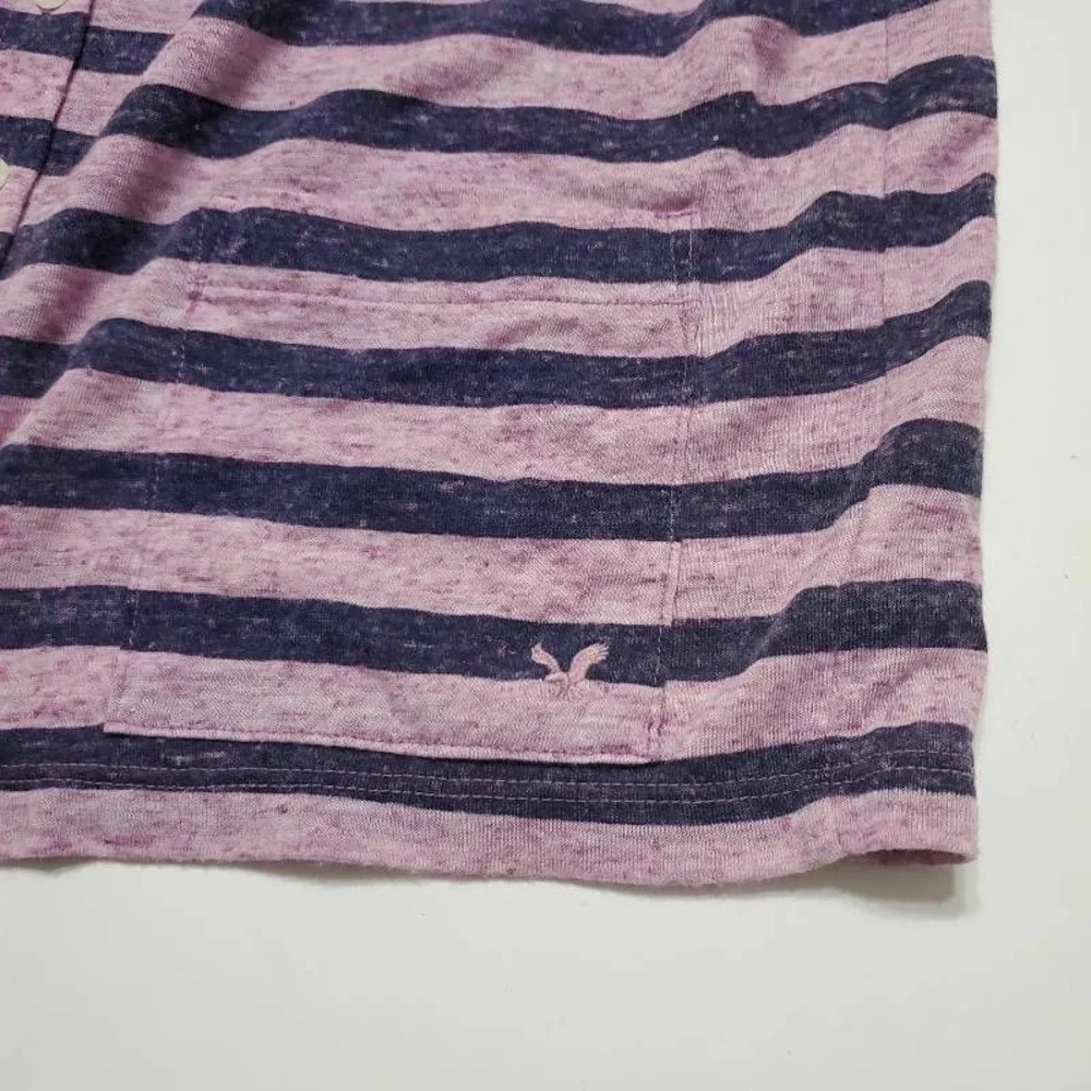 American Eagle Outfitters Womens Cardigan Sweater Pink Blue Stripe 3/4 Sleeve XS